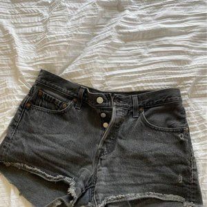 Levi’s 501 faded black denim shorts